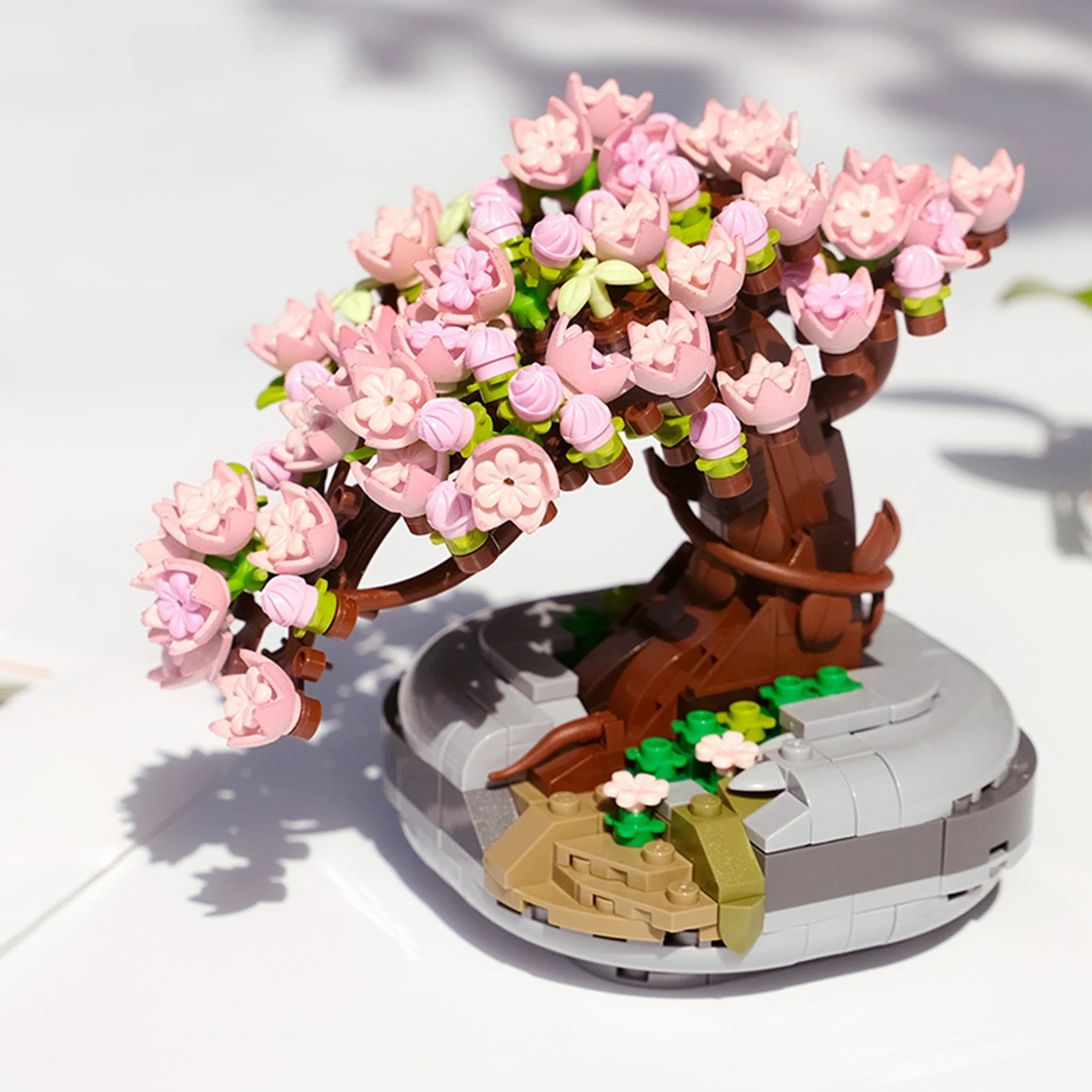 

Вечный цветок розовая вишня горшок растение 3D модель сделай сам мини блоки кирпичи строительные игрушки для детей подарок строительный блок Moc