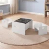Kids Table and 2 Chairs Set with Chalkboard, Multi-Purpose Toddler Activity Table for Drawing, Eating & Studying