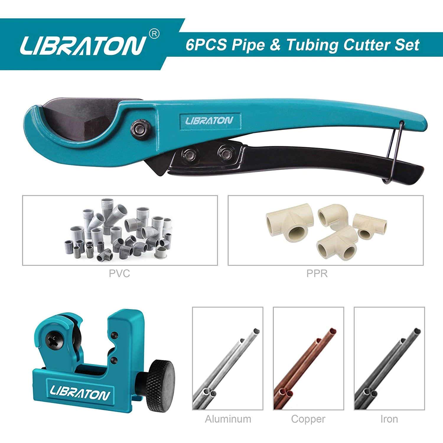 Libraton PVC Pipe Cutter 2-1/2, Large PVC Cutter, Improved Blade for Heavy-Duty, Plastic Pipe Cutter for Cutting PVC Pipe, PEX Pipe, Plastic Pipes