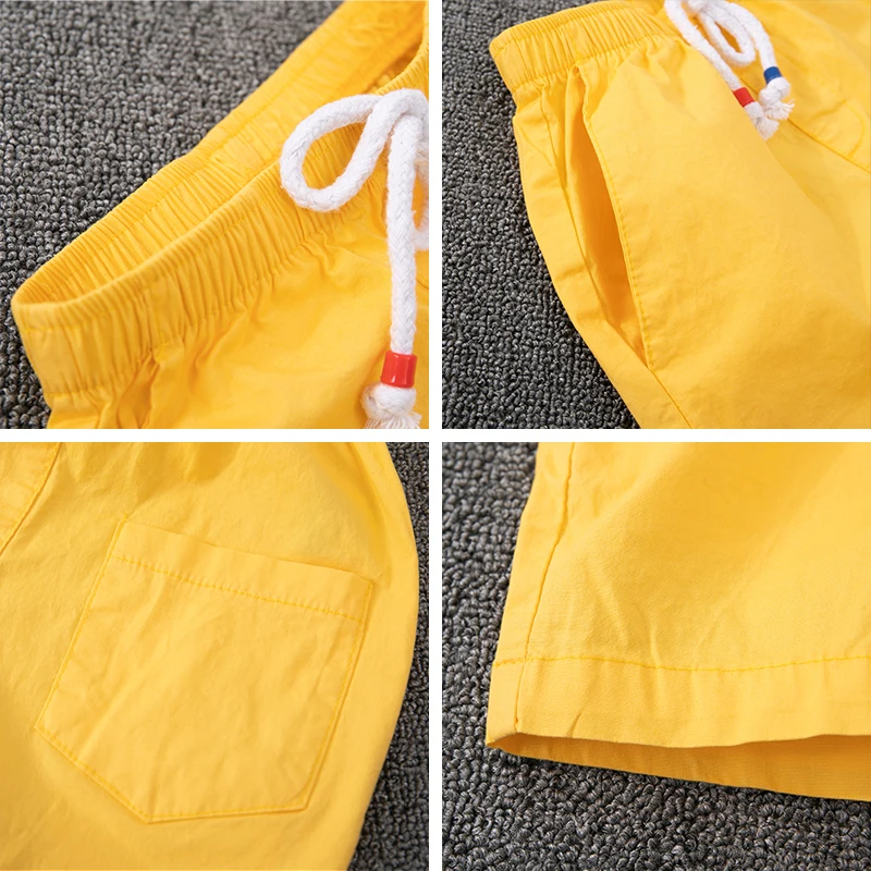 New Children Shorts for Boys Summer toddler baby elastic waist sports pant cotton teenage clothes white/yellow shorts with belts boys shorts