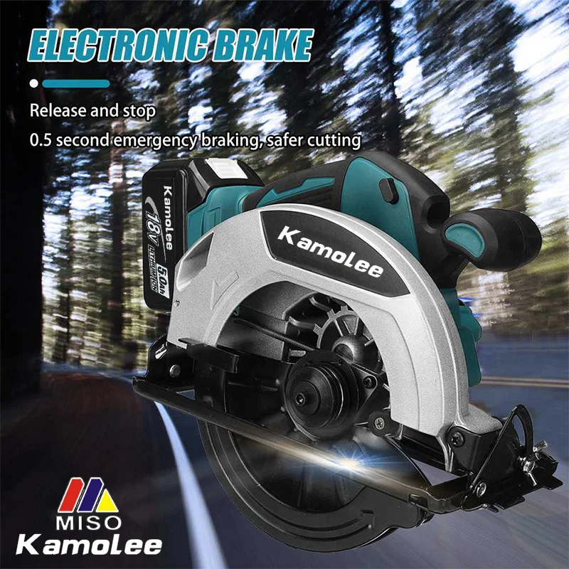 Kamolee 가정용 DIY 전기 원형 톱, 마키타 18V 배터리 호환, 7 인치, 21V, 6.0Ah, 6000mAh