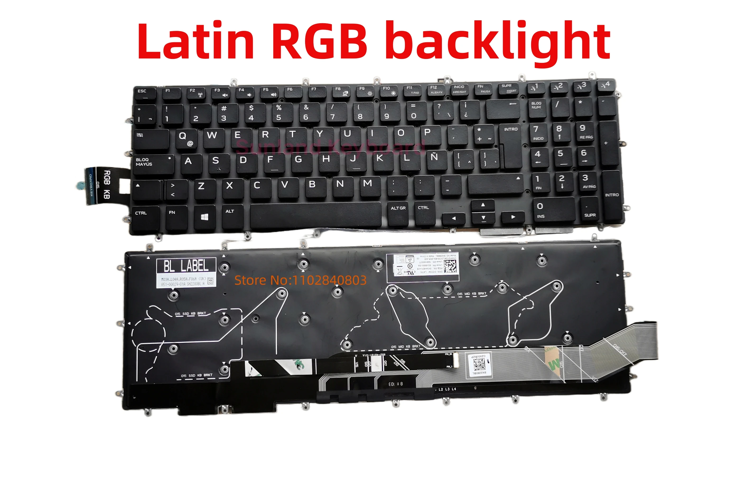 FR GR JP UK LA 노트북 RGB 백라이트 키보드, 델 앨리언웨어 M15 R1 M17 R1 2019 P79F P79F001 P37E P37E001 1PGHR 01PGHR, 신제품
