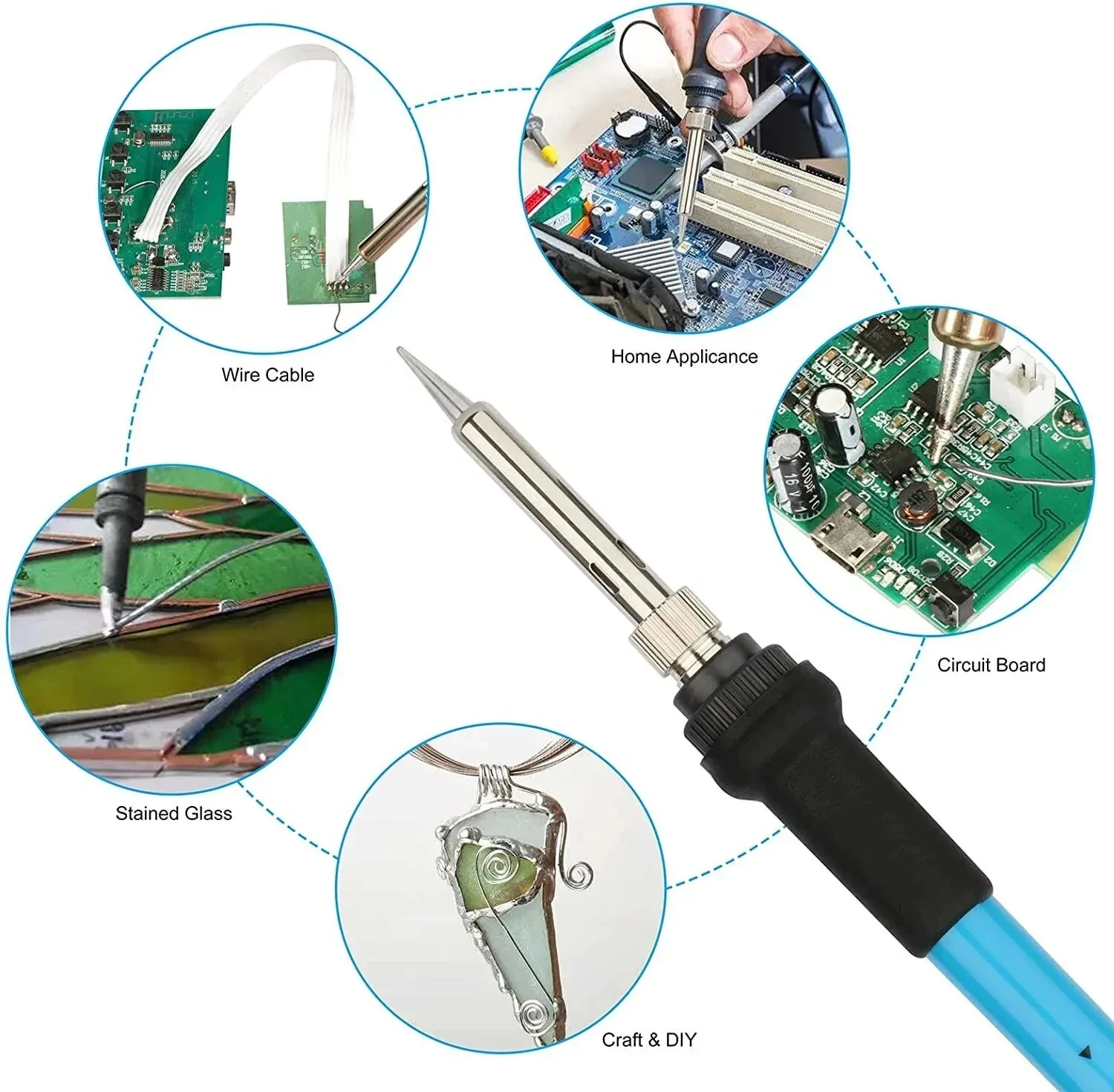 7-piece Adjustable Temperature Electric Soldering Iron Set 220V 60W