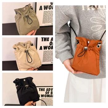 1× Nylon Crossbody Bag Soft Mini Phone Wallet Multifunctional Canvas Square Shoulder Bag Messenger Bag for Outdoor Hiking Travel 1