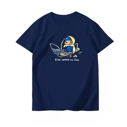 Unisex Pure Cotton Short - Sleeve Fashion Tee - XXXL (Navy Blue)