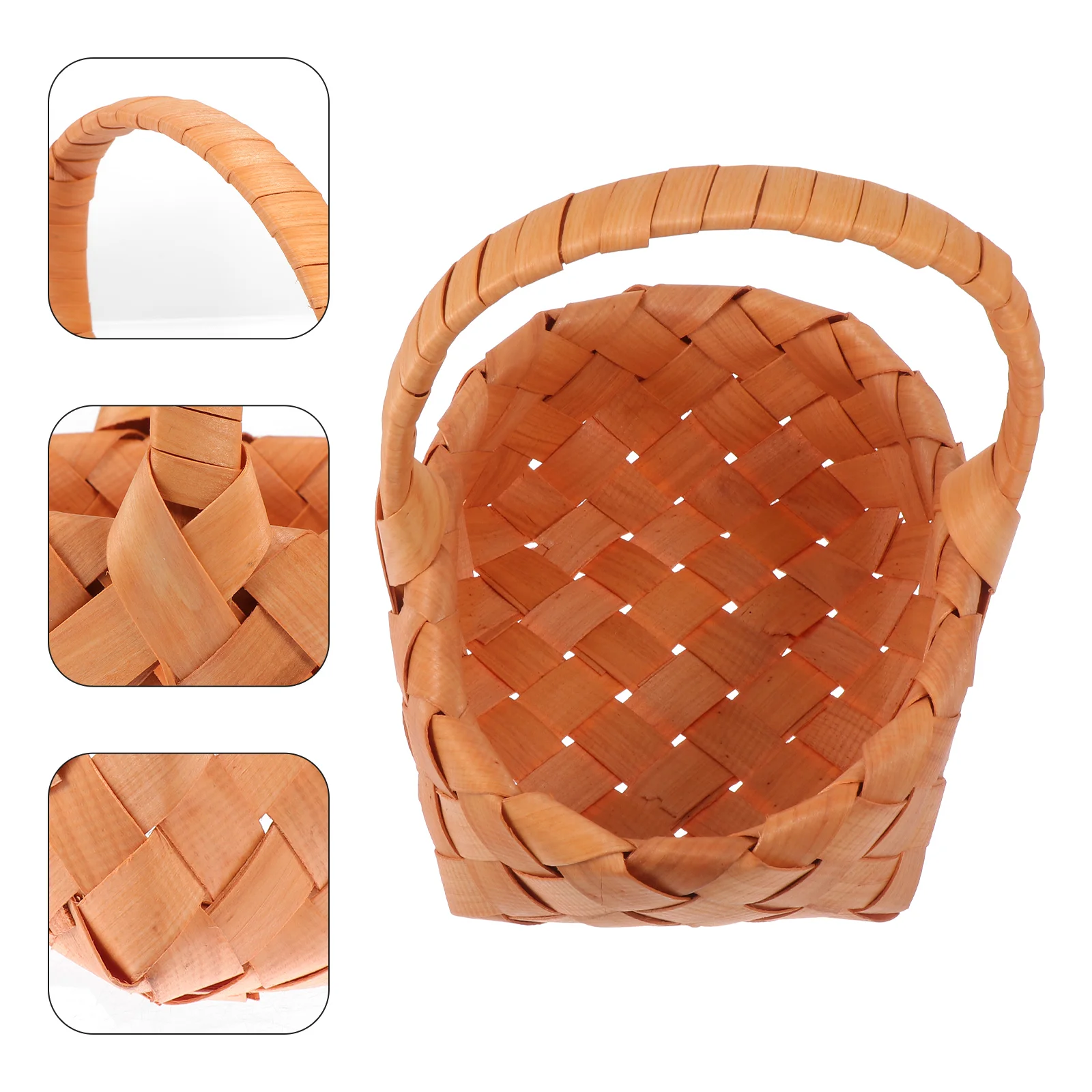 

1pc Weaving Picnic Basket Shopping Basket Food Vegetable Basket Storage Container