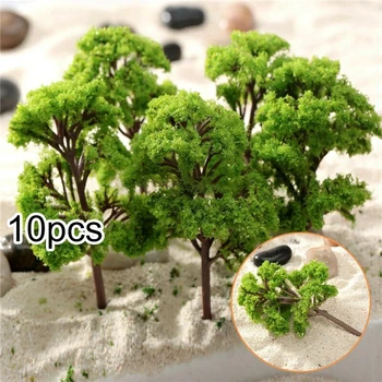 10pcs Miniature Model Trees 4CM Scale, Plastic Scenery for Diorama Railway, Mini Landscape Decor for Home Office Display 1