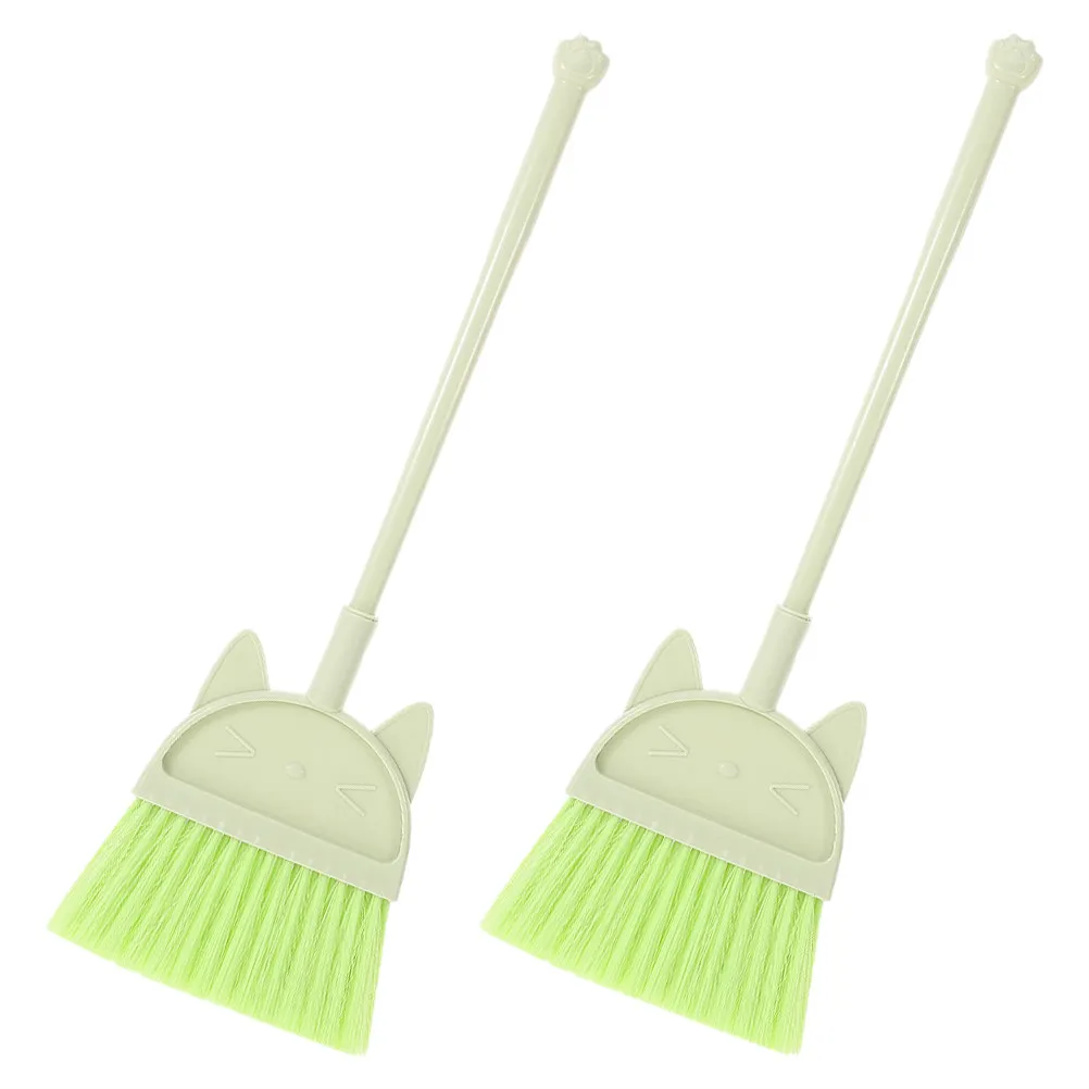 2Pcs 어린이 작은 빗자루 어린이 빗자루 세트 어린이를위한 귀여운 미니 핸드 빗자루 집 청소 놀이방 사용