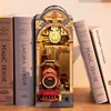Robotime Rolife Book Nook DIY Dollhouse Furniture 4 Kinds Booknook Bookends Model Kit with LED Light for Bookshelf Insert Decor 5