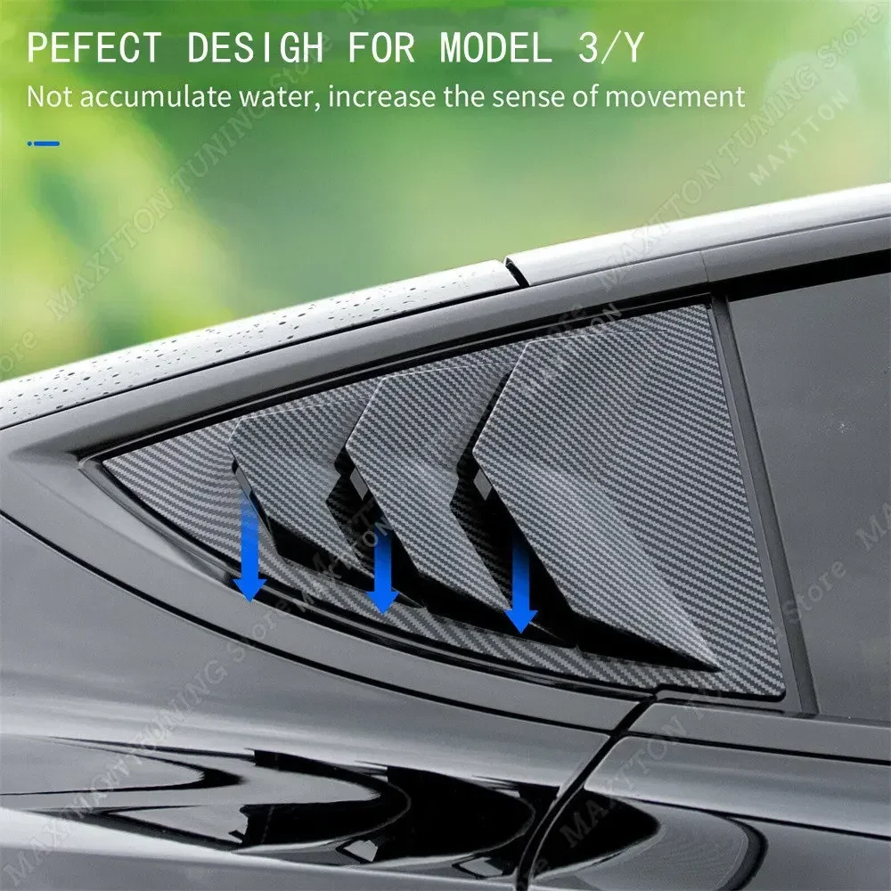 Car Accessories 2pcs Car Rear Window Shutter Cover Trim Window Louver Side Vent Trim For Tesla Model 3 Model Y