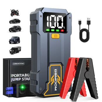 Avviatore di emergenza BSMOOM, scatola di emergenza portatile da 5000 A/7000 A - pacco batteria di avviamento di emergenza per auto, avviamento di emergenza per batteria da 12 V con custodia per il trasporto