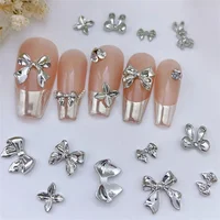 10pcs/Bag Metal 3D Bowknot Grey Gold Jewelry Nail Art Decorations Studs Charms Rhinestones Manicure Decorate For DIY Women 2