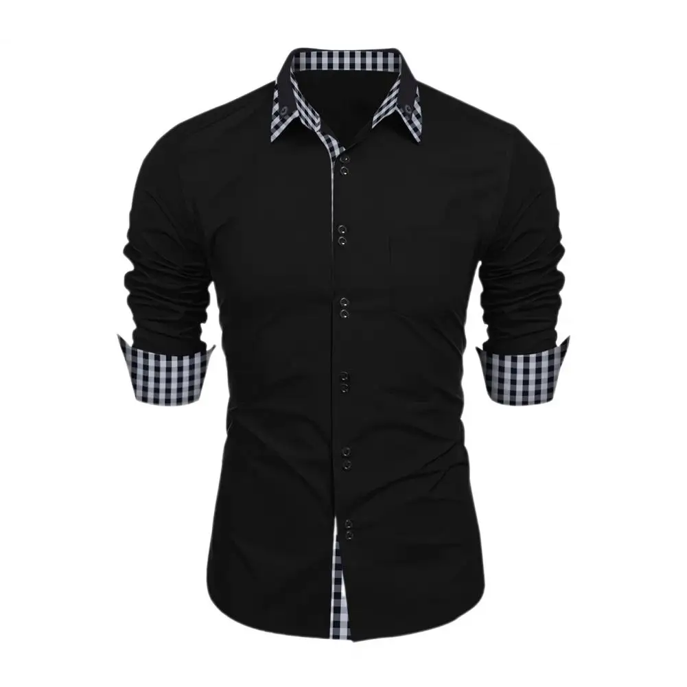 

Men Regular Fit Shirt Stylish Men's Colorblock Plaid Print Cardigan Shirt Coat with Slim Fit Long Sleeve for Streetwear Business