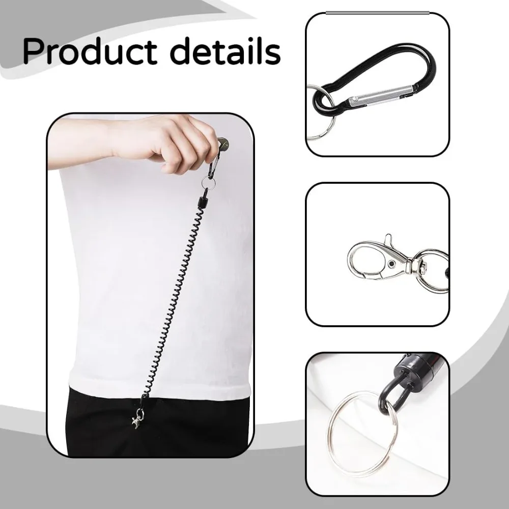 Tactical Retractable Elastic Lanyard Set - Anti-Loss Keychain