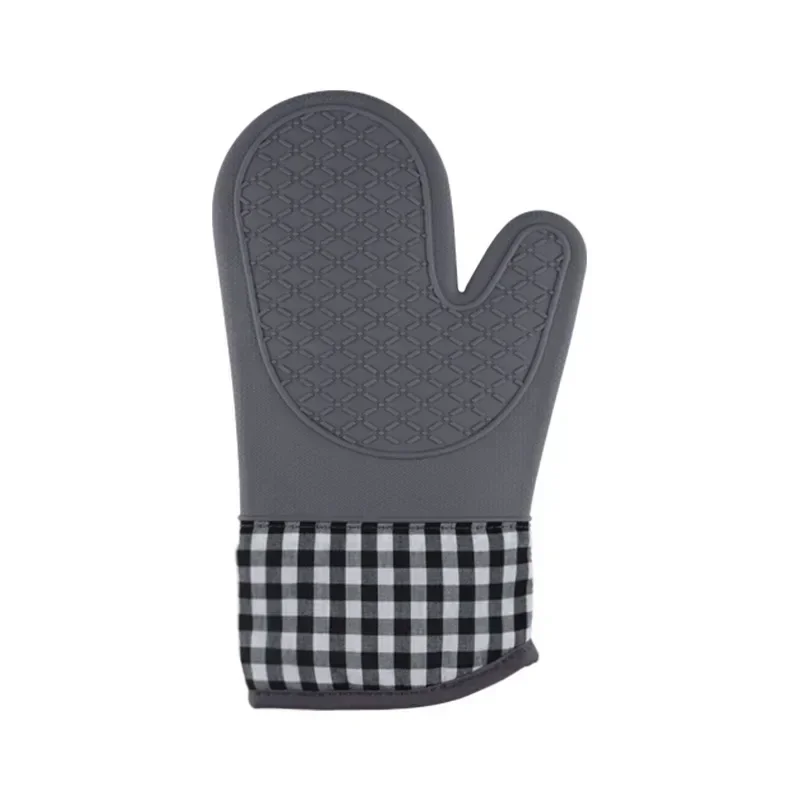 1pcs Kitchen Silicone Anti Scald Gloves Thickened Extended and Cotton Baked Household Microwave Oven Insulation Gloves