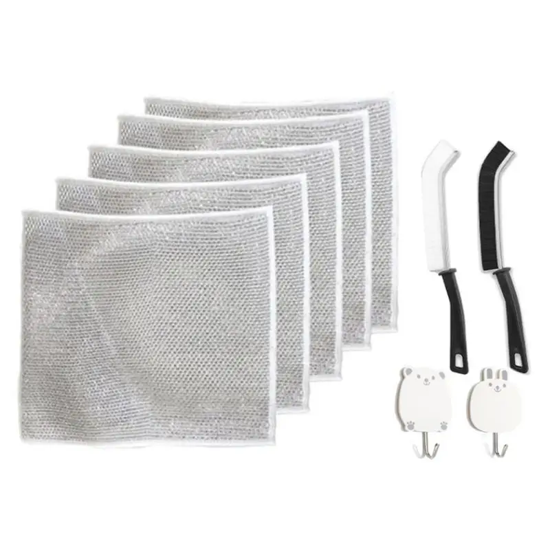 

Silver Cleaning Cloth Magic Dish Towel Reusable Non Stick Oil Dishcloth Pot Strong Rust Removal Replace Steel Wire Balls Rag