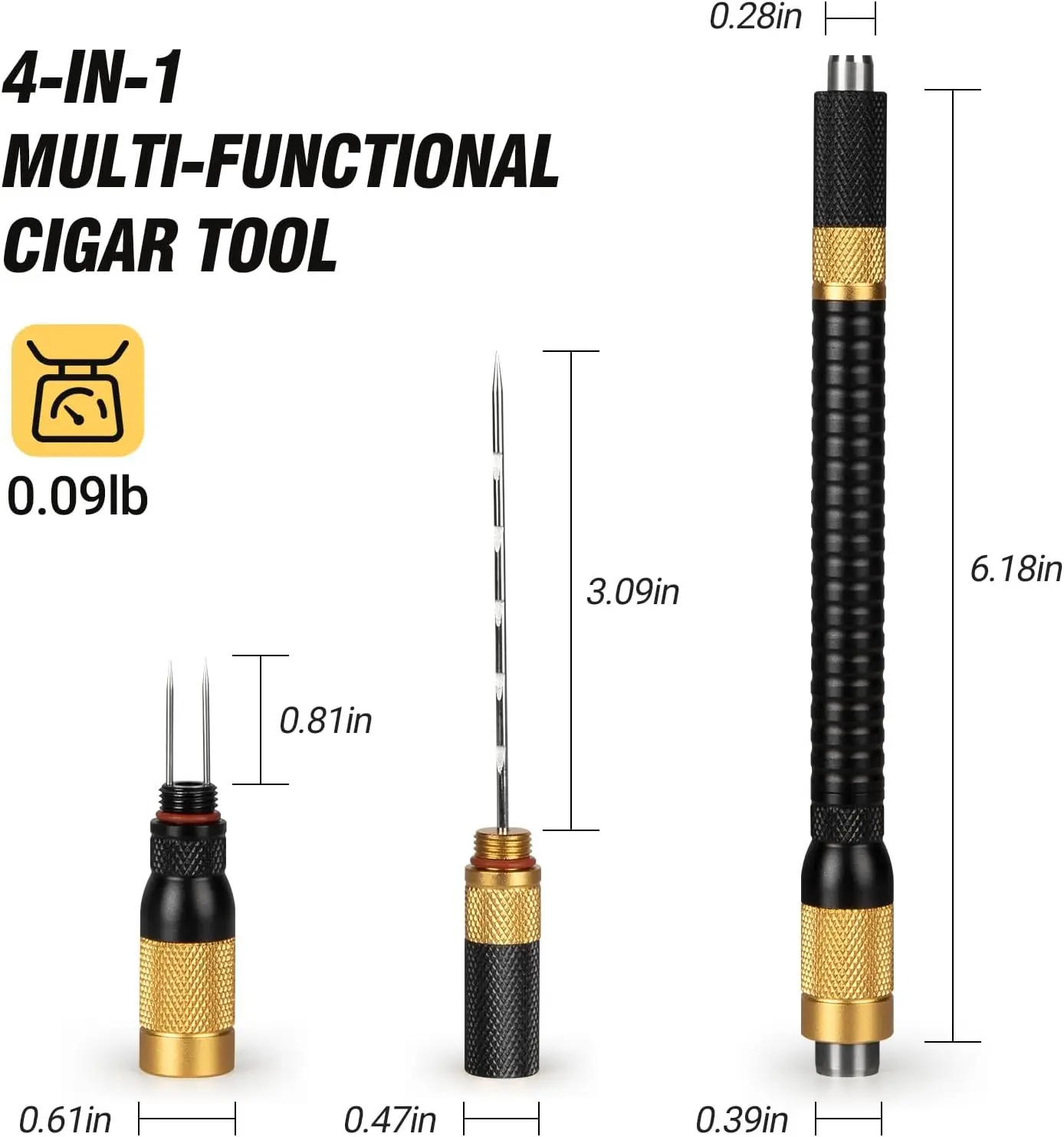 4-in-1 Cigar Draw Enhancer Tool Kit With Cigar Punch Tool Twin Nubber Stainless Steel Double End Punch cigar tools