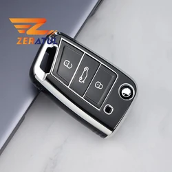 For VW Skoda Octavia A7 Fabia Leon Rapid Karoq SEAT Leon Ateca Ibiza Toledo Golf 7 T-cross POLO T-Roc Car Key Cover Case Holder