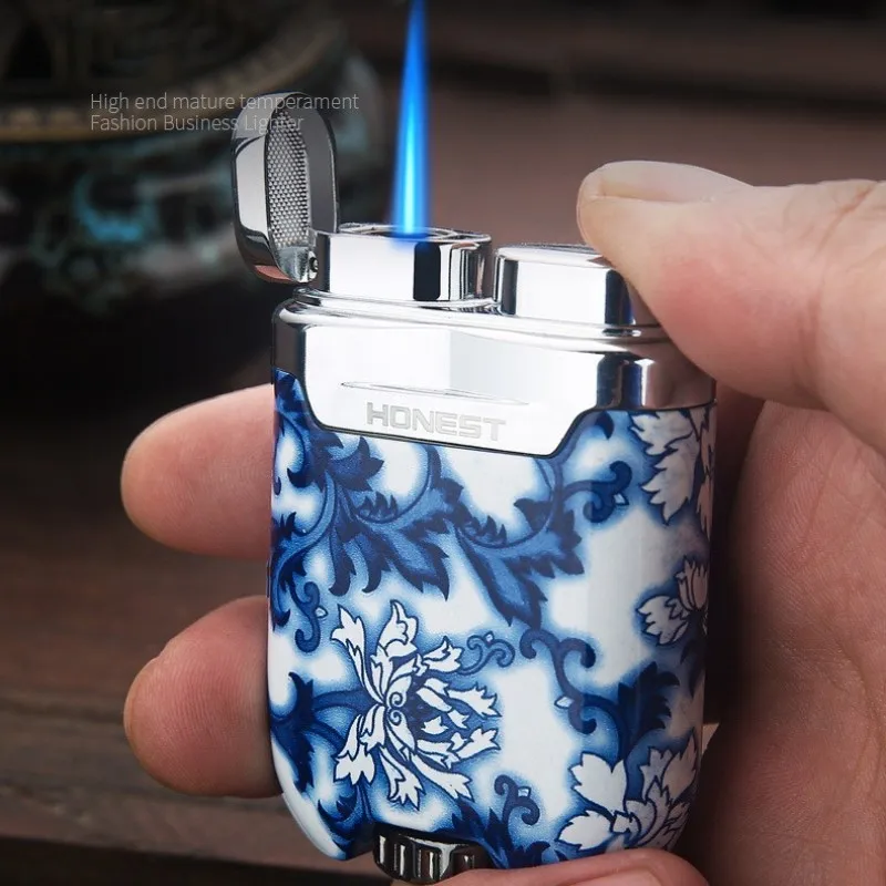 Celadon Lighters for Men Metal Electronic Ignition Jet Lighters Windproof Torch Smoking Gift
