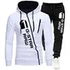 2024 Autumn Winte Oblique Zipper Tracksuit Men Sweatshirt + Sweatpants 2 Pieces Set Casual Mens Hooded Hoodies Suit Sportswear 1