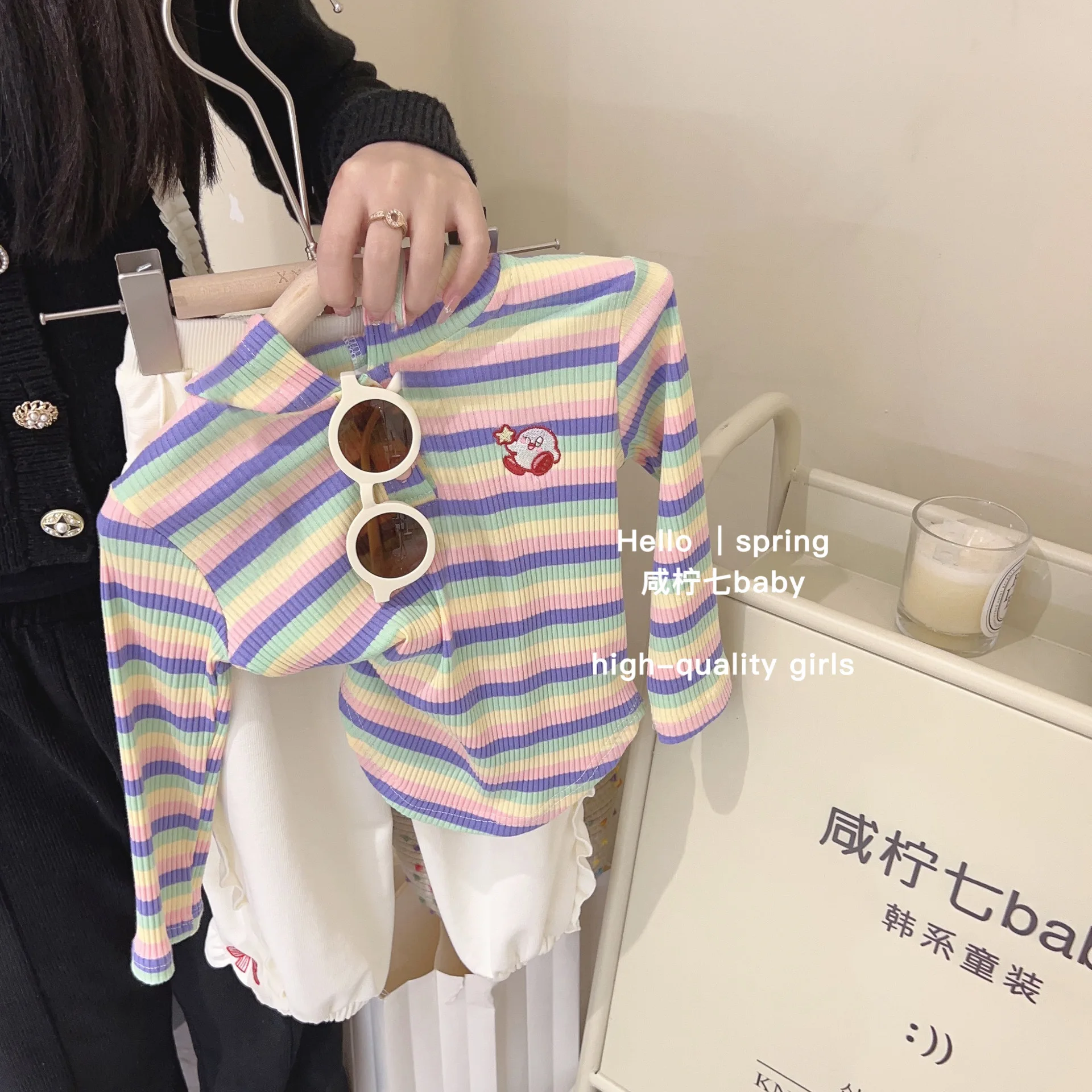 

2023 Infant Girls Spring Autumn Clothes Set Cotton Embroidery Bowknot Ruffles Jogger Suit Striped Hoodie Children Girls Outfit