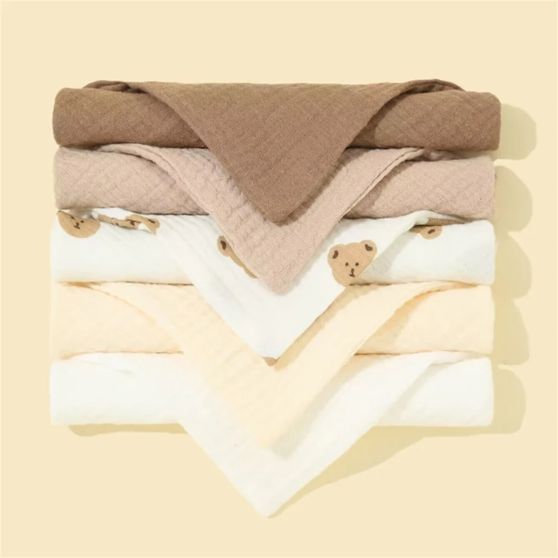 Feeding Drool Bibs Cotton Accessories Newborn Solid Color Snap Button Soft Towel 5/Pcs Baby Bibs baby bib,feeding bib,cotton bib set,cotton bib