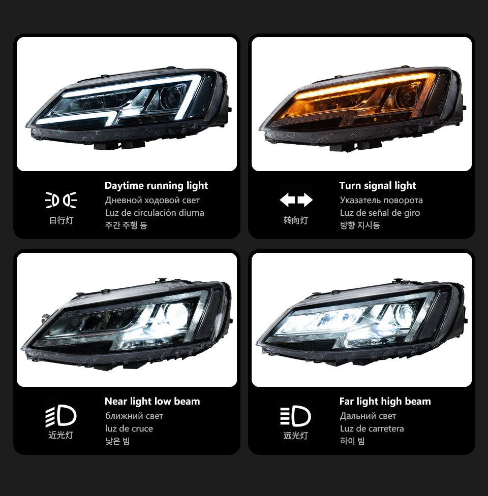 AKD Head Lamp for VW Jetta Sagitar MK6 LED Headlight 2011-2018 Headlights MK6 DRL Turn Signal High Beam Angel Eye Projector