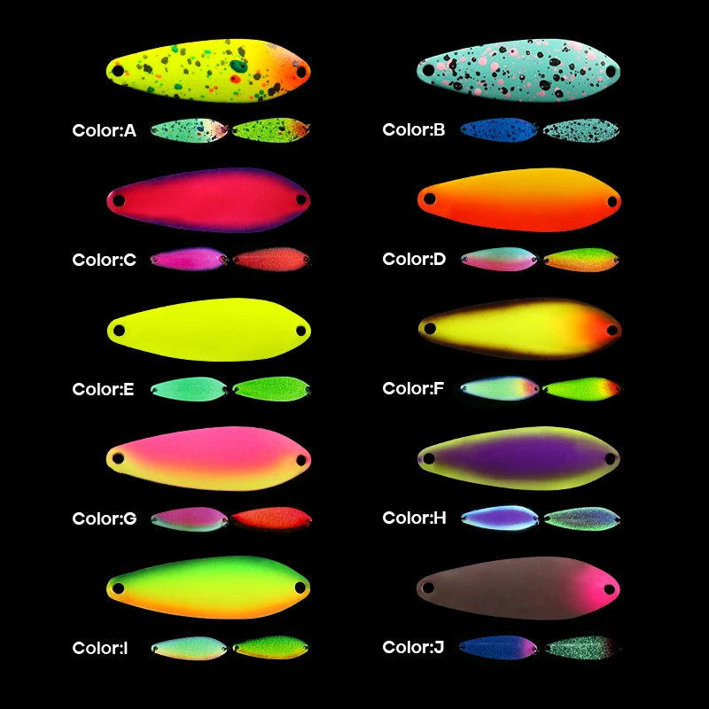 5Pcs/set Metal Spoon Bait Fishing Lures 2.5g 3.5g Sinking Spinner Luminous UV Coat Stream Metal Jiig Trout Bass Pesca Tackle