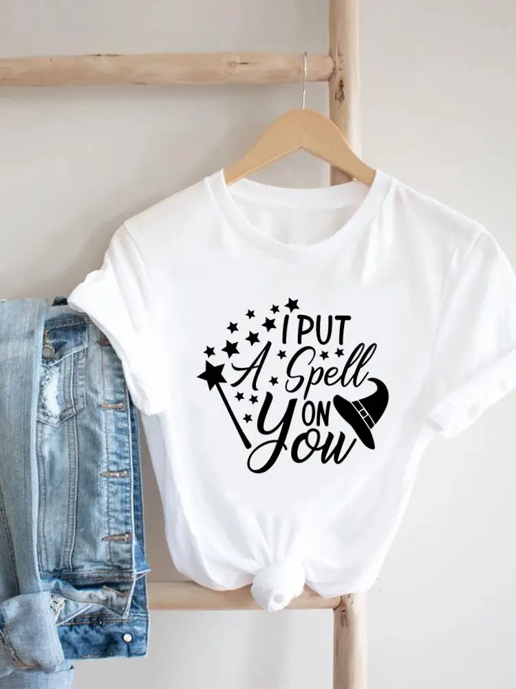 

Women Halloween Letter Magic Trend Cute Print Thanksgiving T-shirt Fall Autumn T Shirt Clothing Tee Clothes Female Graphic Top