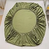 Washed Cotton Fitted Sheet with Elastic Bands Non Slip Adjustable Mattress Cover for Double King Queen Bed 90x200 150x200 180 5
