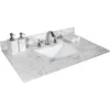 31 Inch Marble Vanity Top with Undermounted Rectangular Ceramic Sink & Backsplash, Engineered Stone Countertop Vanity Sink Top 1