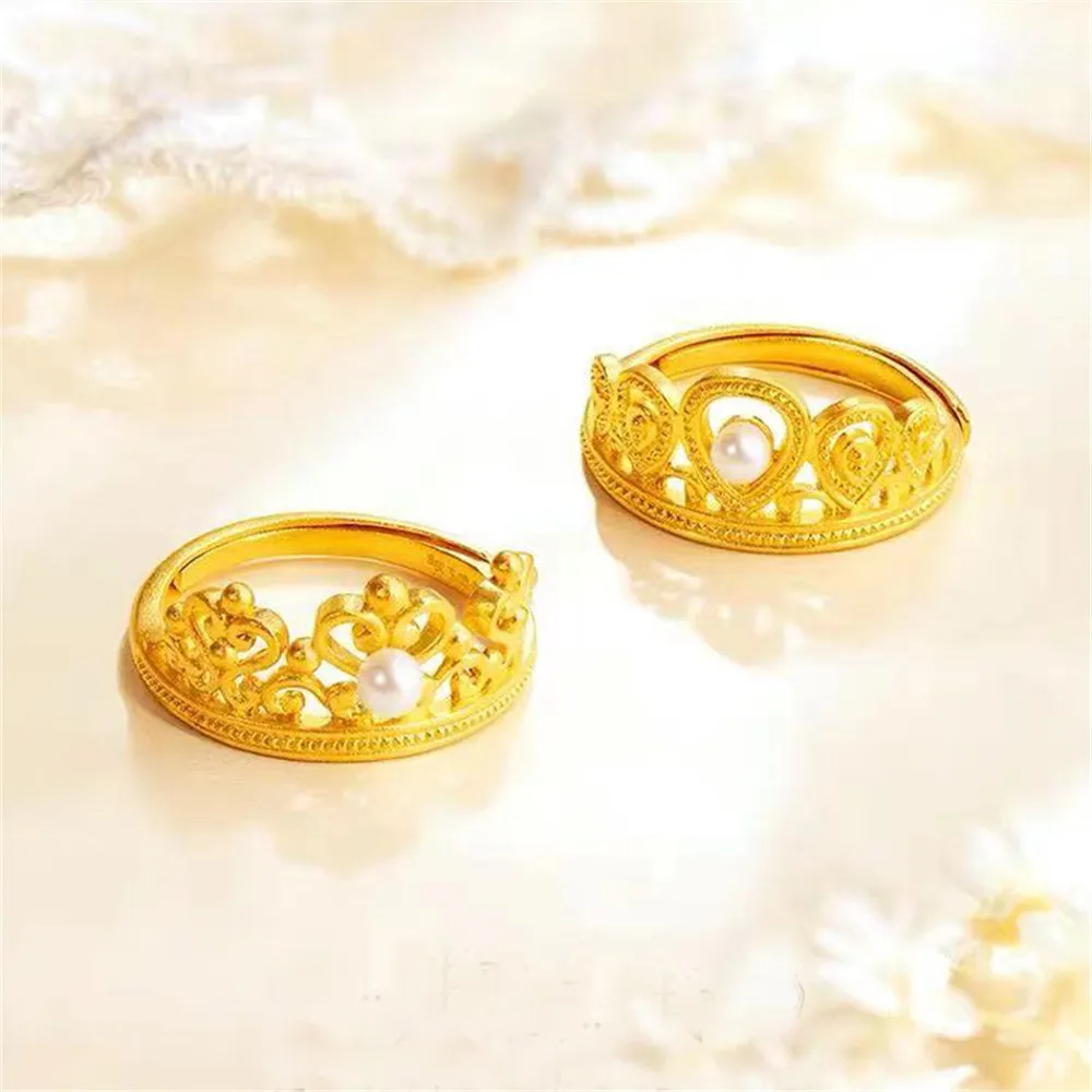 

Classic Rings Resizable Design Rings Base 18K Gold-Plating Pearl Rings Settings Women DIY Pearl Rings Accessory No Pearl