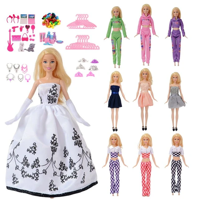 Kawaii Moda Artesanal 12 Itens/Lote Acessórios Boneca Frete Grátis = 6 Tops  + 6 Calças Roupas Para Barbie Jogo DIY Presentes de Aniversário - AliExpress