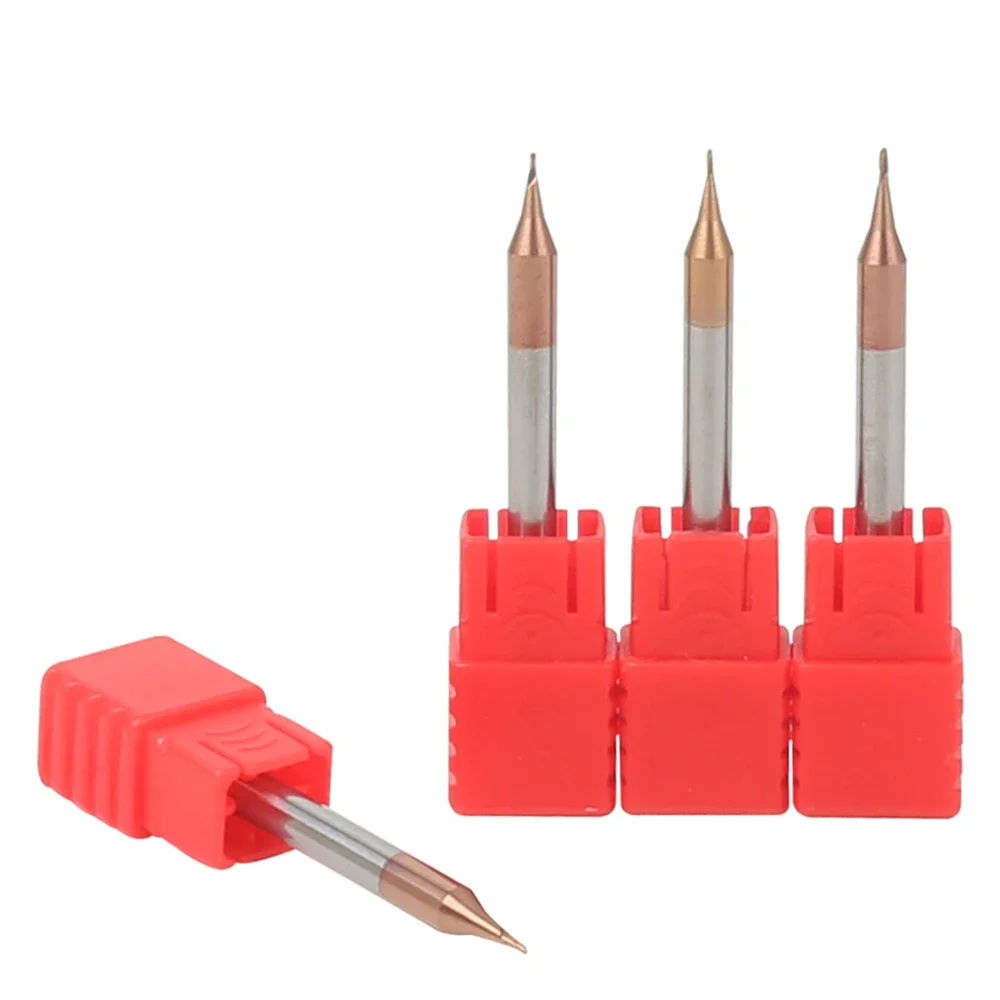 HRC60 마이크로 플랫 볼 노즈 엔드 밀, 4mm 생크 텅스텐 카바이드 CNC 라우터 비트, TiCN 코팅 미니 밀링 커터, 0.2-0.9mm, 2 플루트