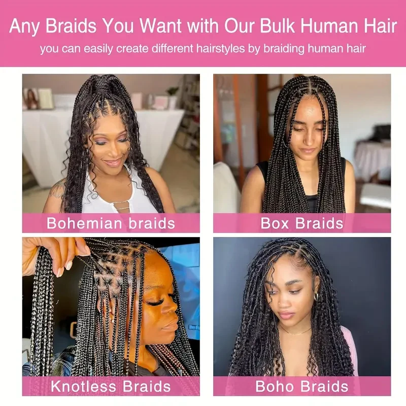 #4 Deep Wave Hair Bulk Extensions Remy Hair Bundles DIY Bulk Braiding Human 30 Inchs 50g/Pack Human For Braiding
