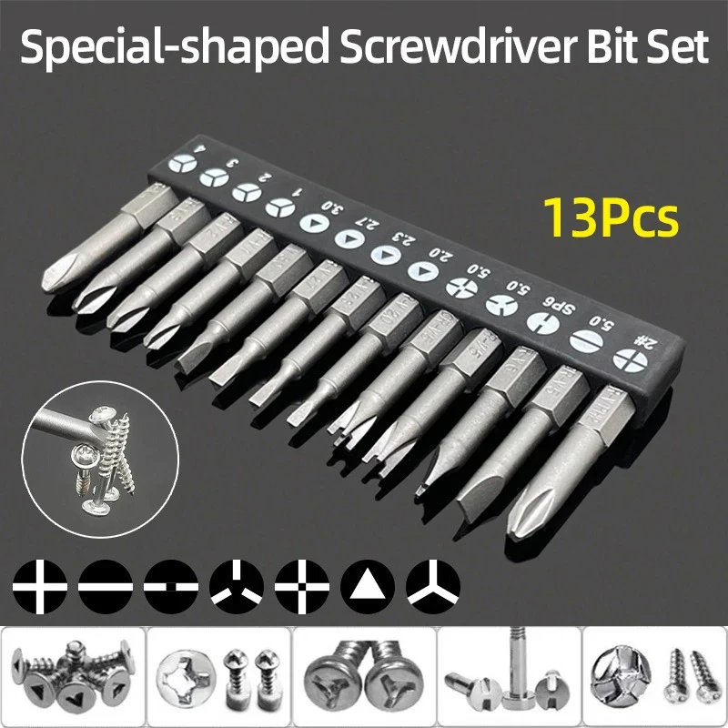 Magnetic Screwdriver Set - Hex Shank Y U Triangle Bits With Storage Case