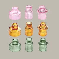 3PCS/set Glass Candlestick Romantic Dining Table Candle Holder,Valentine's Day Colorful Home Decor Anniversary Decoration 6