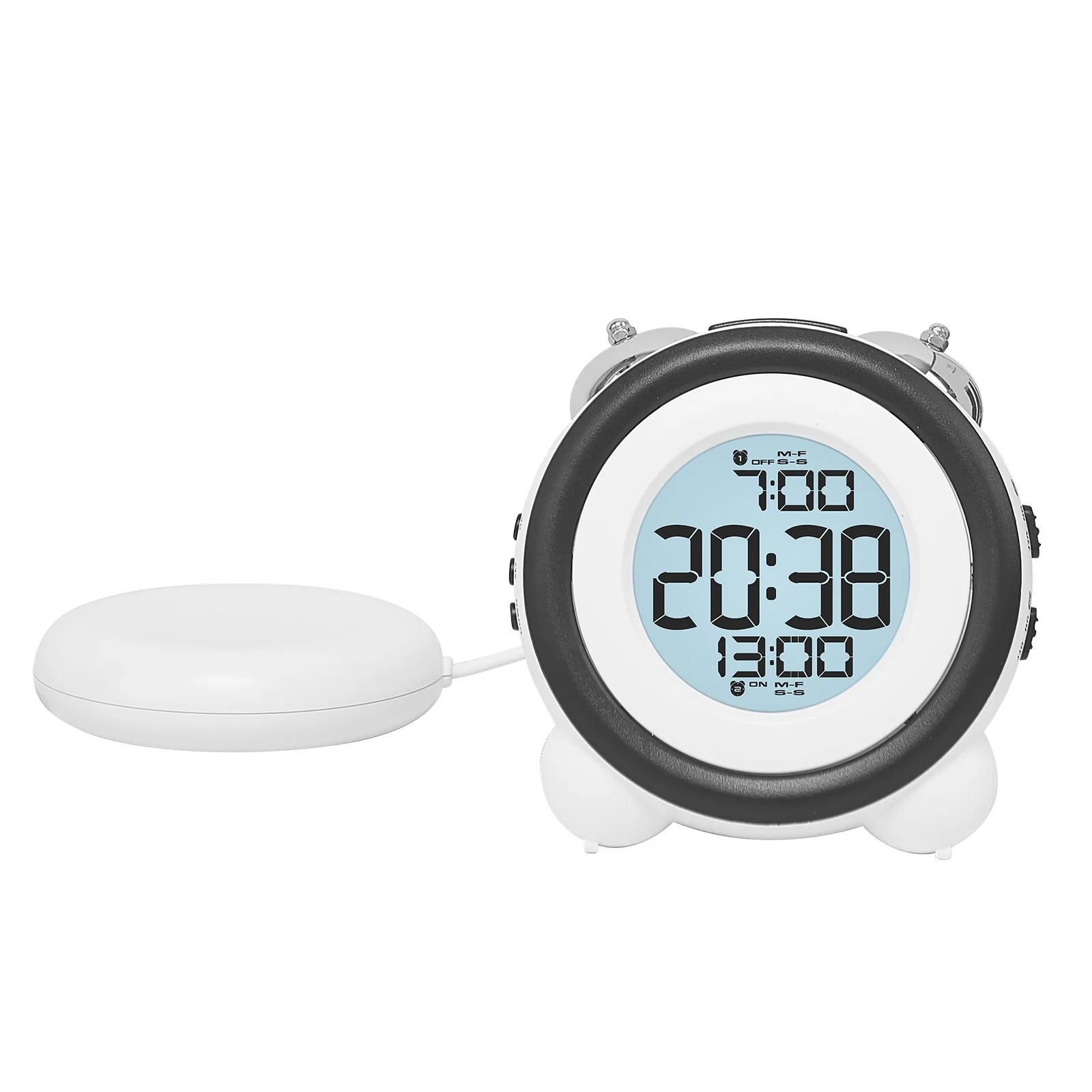 שעון מעורר רטט חזק במיוחד עם ויברטור, שעון מעורר כפול רב תכליתי לשינה כבדה, חרשת שמיעה וקשה