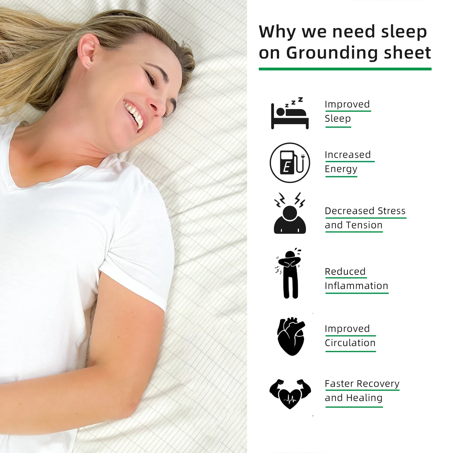 Grounding Sheets with 10% Silver Fiber & Organic Cotton - Conductive with Grounding Cord, Grounding Keep Good Sleep, Health 5