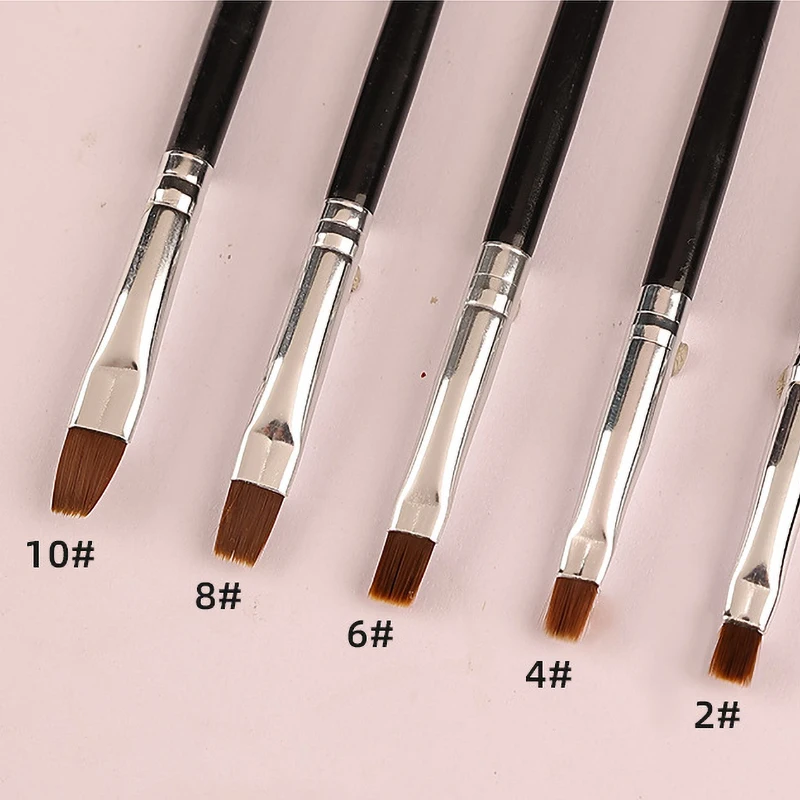5pcs Nail Brushes Flat Head Nail Gel Polish Builder Extension Phototherapy Painting Drawing Art Pen Manicure Tools Accessories 2