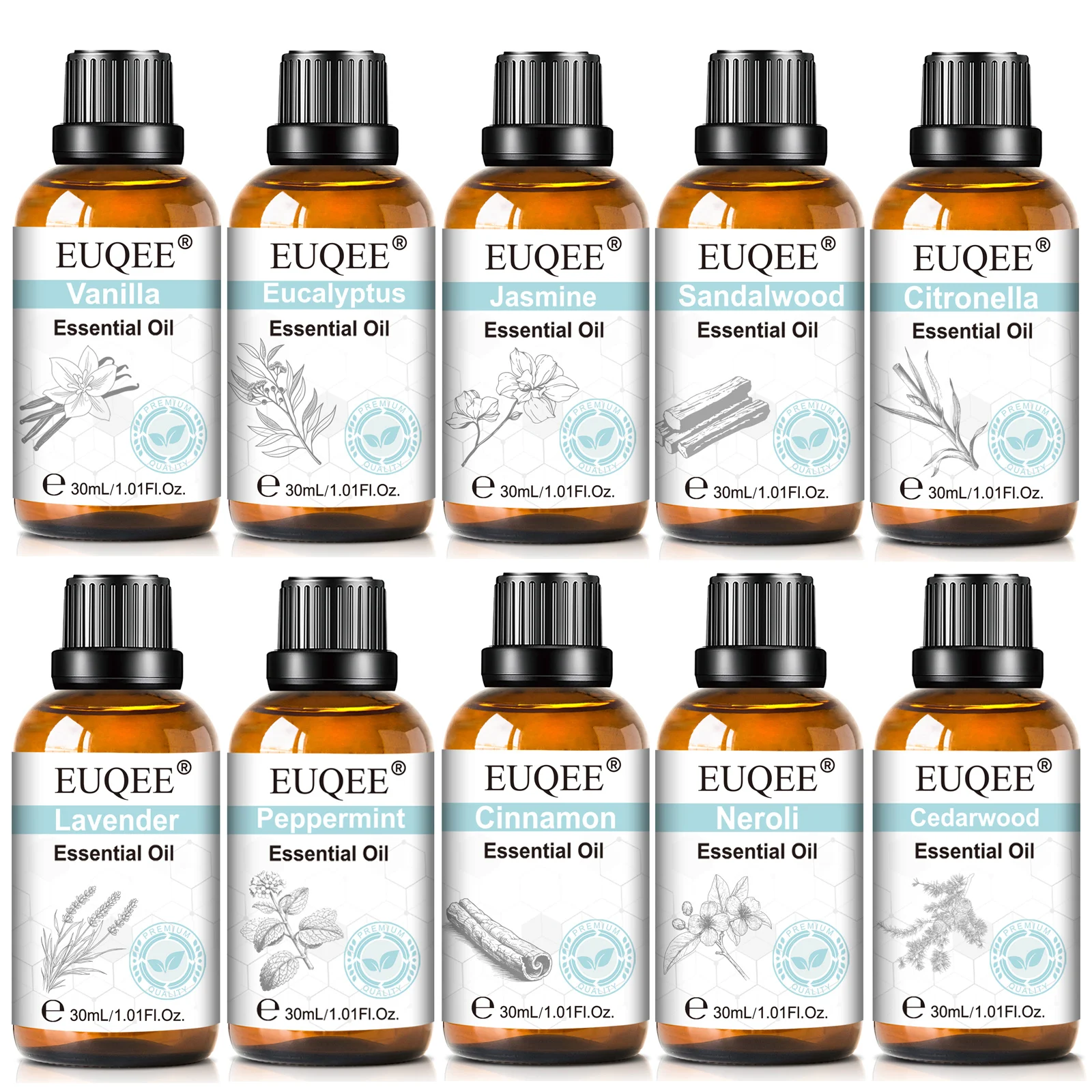 EUQEE 30ml huiles essentielles pures pour humidificateur