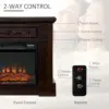 32" Electric Fireplace with Mantel, Freestanding Heater with LED Log Flame, Overheat Protection and Remote Control, 1400W, Brown 4
