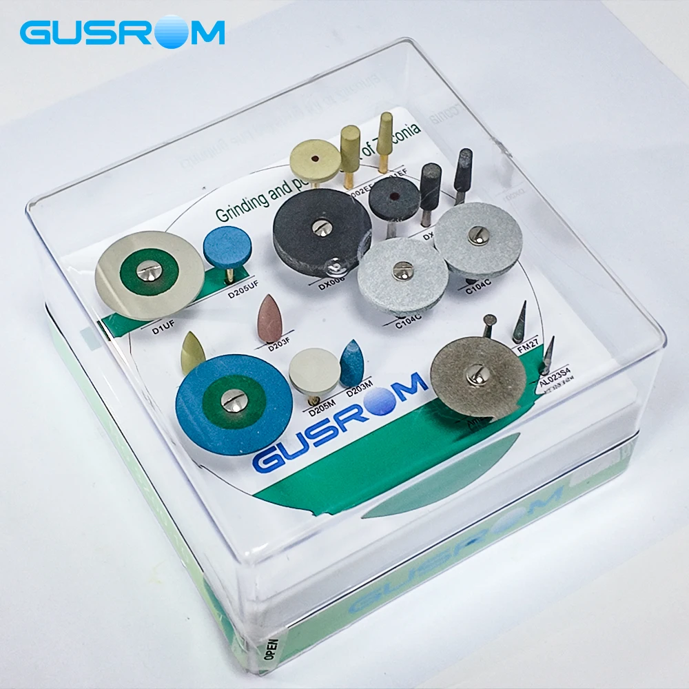 GUSROM 20-teiliges Dental-Zirkonoxid-Polierfräser-Set mit HP-Schaft, Dentallabor-Schleifkit für Emax Keramik, hochpräzise Rotationswerkzeuge