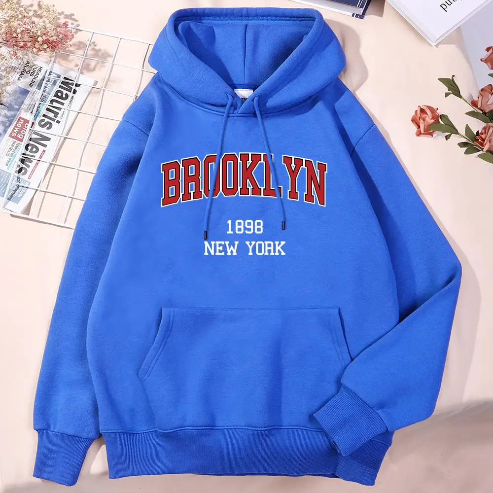 

Brooklyn 1898 New York City Letter Male Hoodie Vintage Loose Tracksuit Simplicity Outdoor Hoodies Daily All-Match Clothing Male
