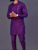 Men's luxury fashion leisure navy blue geometric print two-piece set 1