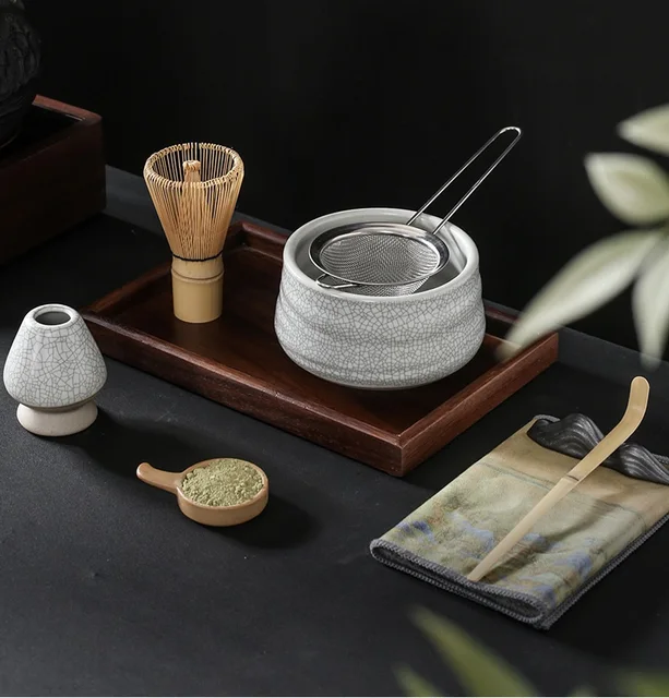 Coffret pour thé matcha : bol, cuillère doseuse, fouet et son support -  Bleu Emro | SATSUKI