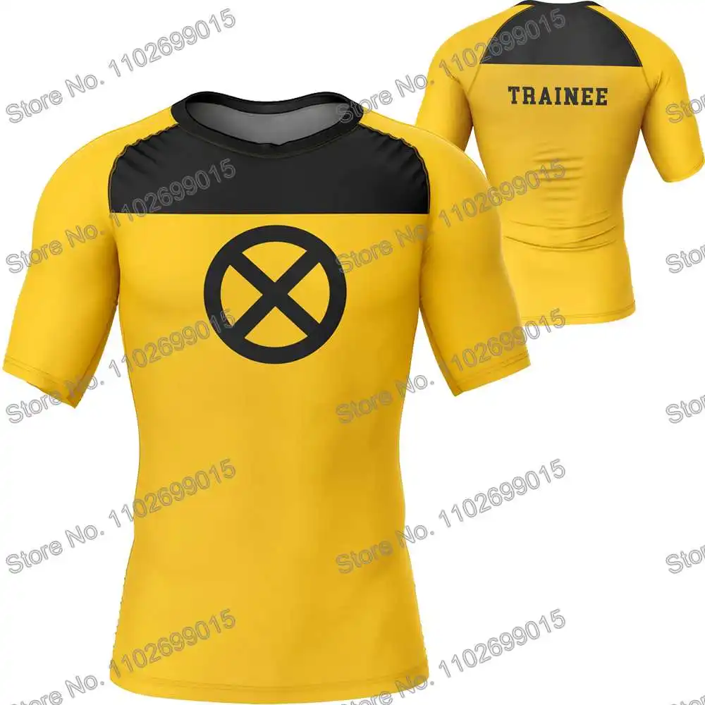 Funny Hero Cartoon Anime Surfing Clothing Swimsuit Men Rash Guard Short Sleeve UV Protection Diving Summer UPF 50+ Beach Tights