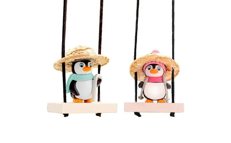 

Car Swinging Ornament Auto Rear View Mirror Hanging Pandant Cute Penguin On Swing Mirror Decoration For Car Mirror Window