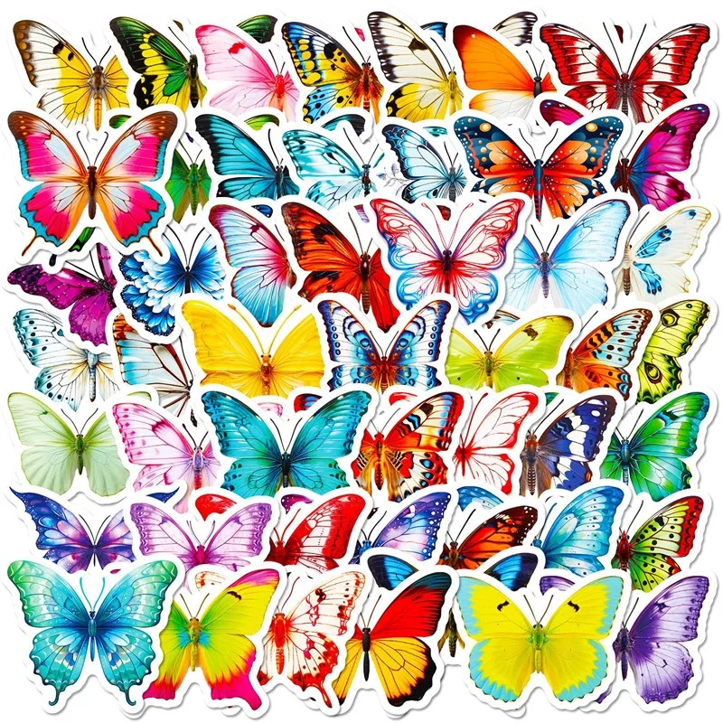 10/30/50PCS Cute Colorful Butterfly PVC Sticker Aesthetic Decoration Scrapbooking Sketchbook Korean Stationery School Supplies