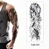 Men's Temporary Tattoos Large Arm Sleeve Tattoo Sticker Dragon Tiger Fish Full Skull Totem Wolf Waterproof Fake Tatoo for Women 4